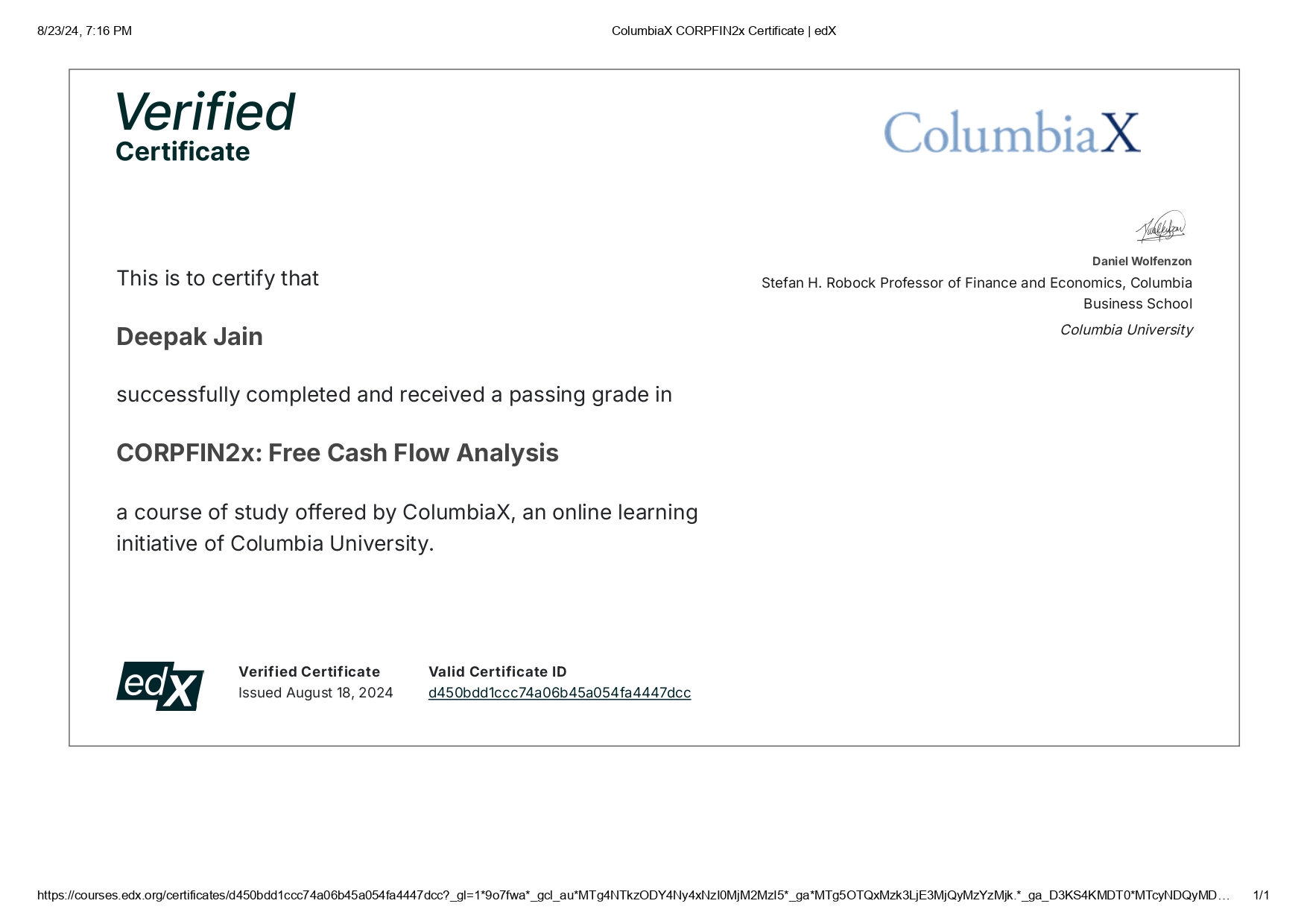Columbia Business School - Corporate Finance